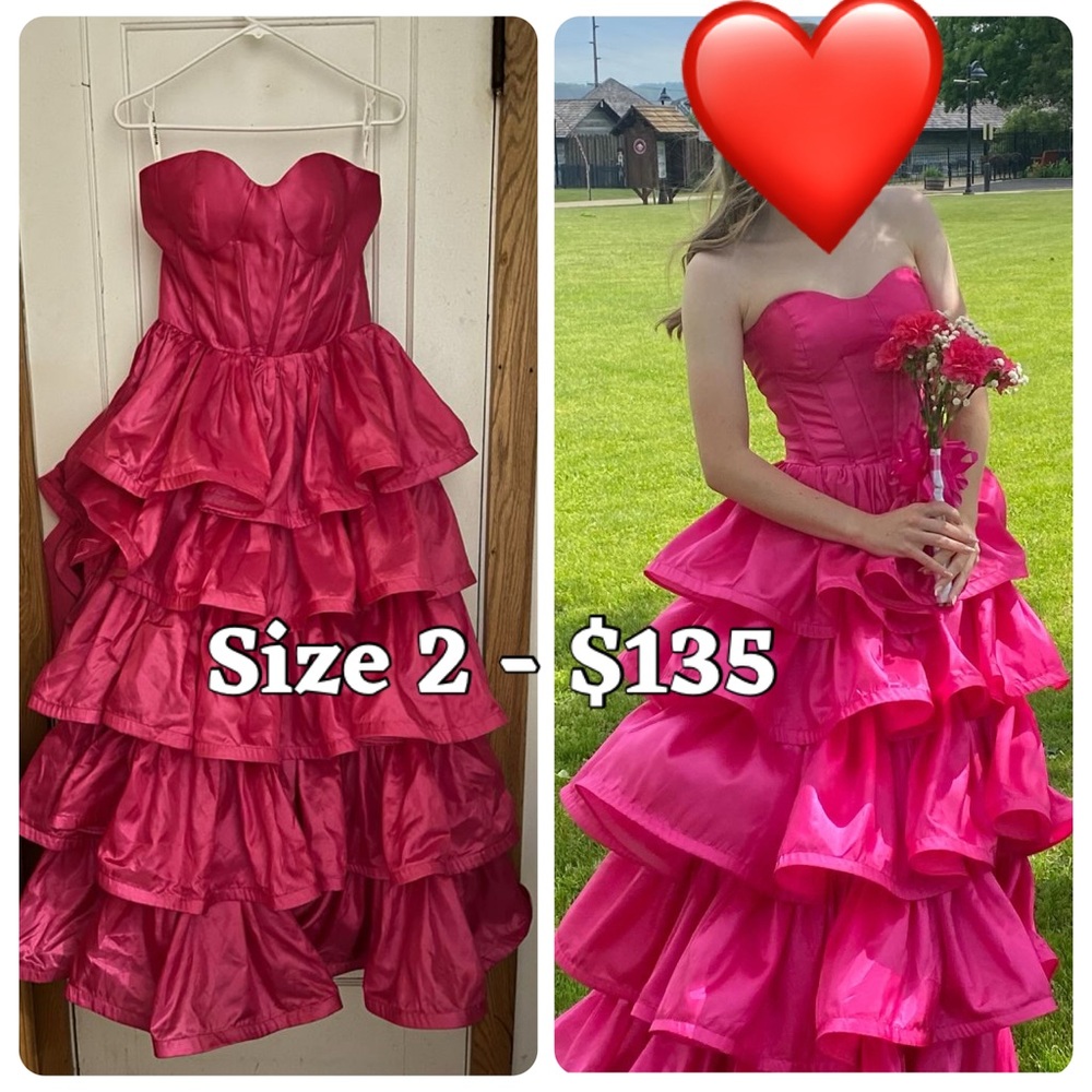 Express Pink Layered Prom Dress